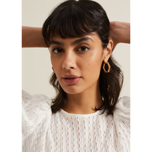 Phase Eight Gold Hexagon Hoop Earrings Set